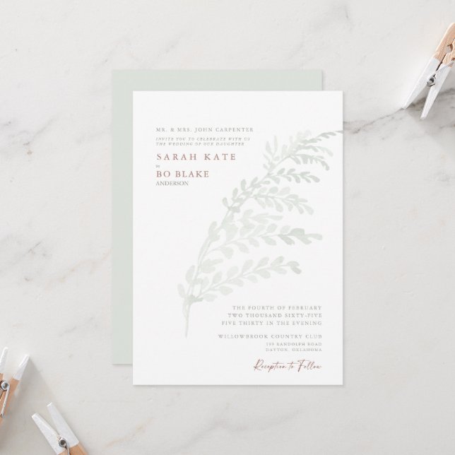 Invitación de boda de acuarela de otoño simple con (Anverso/Reverso In Situ)