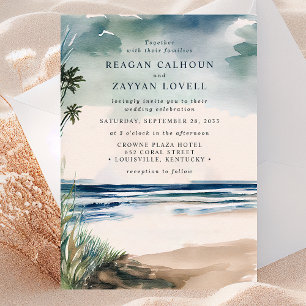 Invitación de Boda de Acuarela de Palma y Hierba d