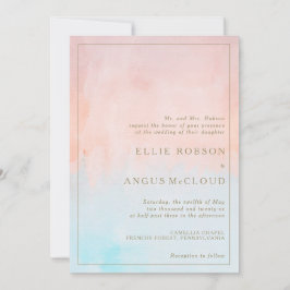 Invitación de boda de acuarela de puesta de sol de