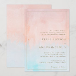 Invitación de boda de acuarela de puesta de sol de