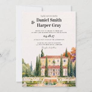 Invitación de boda de acuarela de Villa Italiana