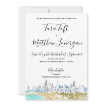 Invitación de boda de acuarela del horizonte de la