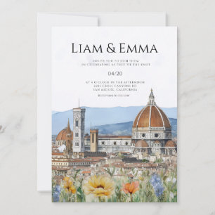 Invitación de boda de acuarela del paisaje de Flor