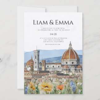 Invitación de boda de acuarela del paisaje de Flor