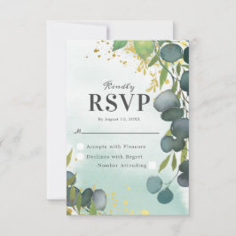 Invitación de boda de acuarela en verde polvorient