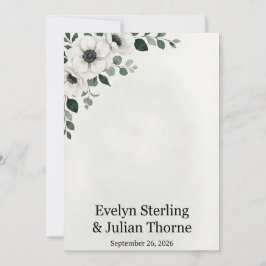 Invitación de boda de acuarela floral blanca elega