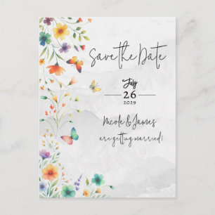 Invitación de boda de acuarela floral colorida de
