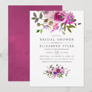 Invitación de boda de acuarela floral de moda