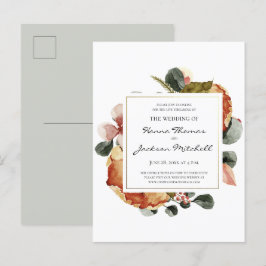 Invitación de boda de acuarela floral de otoño rús