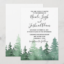 invitación de boda de acuarela forestal rústica