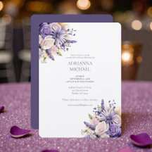 Invitación de boda de acuarela lavanda púrpura
