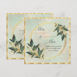 Invitación de boda de acuarela lesbiana con vegeta