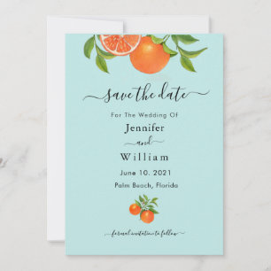 Invitación de boda de acuarela naranja de cítricos