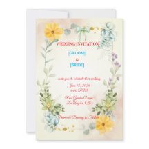 Invitación de boda de acuarela romántica flores ro