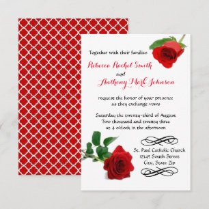 Invitación de boda de acuarela Rosa Roja - 3x5