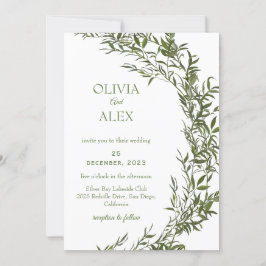 Invitación de boda de acuarela rústica con vegetac