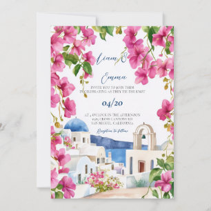 Invitación de boda de acuarela Santorini