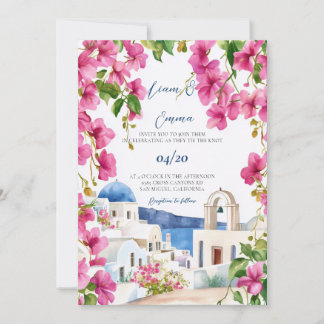 Invitación de boda de acuarela Santorini