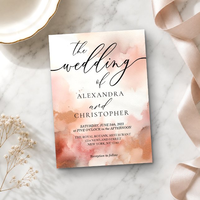 Invitación de boda de acuarela tono tierra RoseGol (Subido por el creador)
