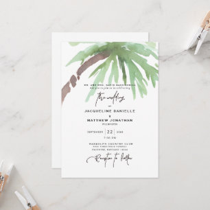 Invitación de boda de acuarela tropical blanca