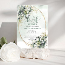 Invitación de boda de acuarela verde polvoriento