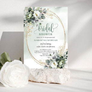Invitación de boda de acuarela verde polvoriento