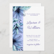 Invitación de Boda de acuarela violeta azul y polv