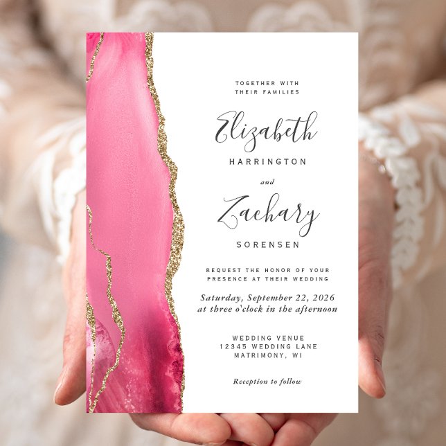 Invitación de boda de ágata de oro rosa moderno (Subido por el creador)