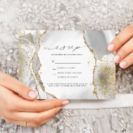 Invitación de boda de Agata Niebla Blanca, Dorada 