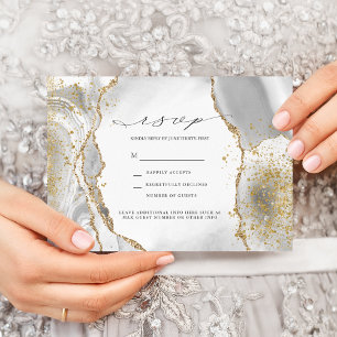 Invitación de boda de Agata Niebla Blanca, Dorada