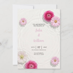 Invitación de boda de agua con ranúnculos flotante