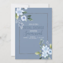 Invitación de boda de aguarela azul floral
