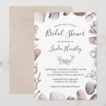 Invitación de boda de aguarela con conchas de play