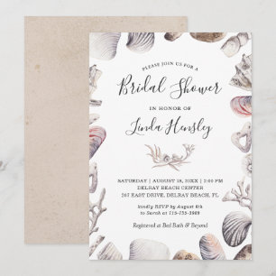 Invitación de boda de aguarela con conchas de play