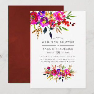 Invitación de boda de aguarela floral