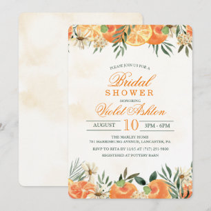 Invitación de boda de aguarela floral naranja