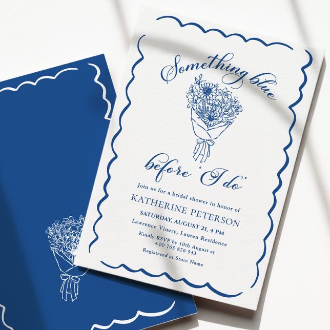 Invitación de boda de algo azul con borde escalopa (Subido por el creador)