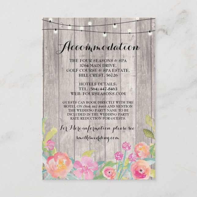 Invitación de boda de alojamiento de flores de acu (Anverso)