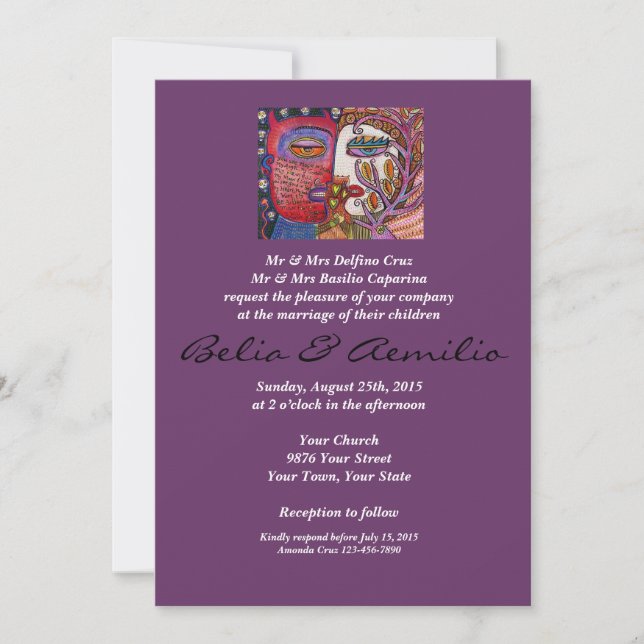 Invitación de Boda de Amantes Ángeles y Demonios (Anverso)