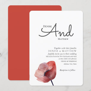 Invitación de boda de amapolas de papel de seda