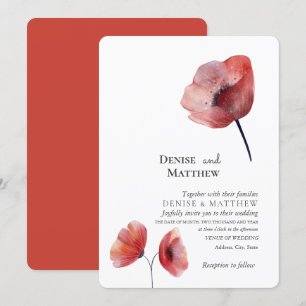Invitación de boda de amapolas de papel de seda