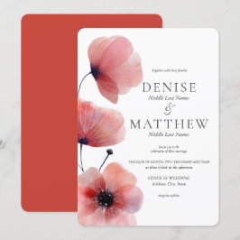 Invitación de boda de amapolas de papel de seda