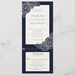 Invitación de boda de amapolas florales de navy co