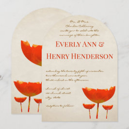 Invitación de boda de amapolas mariposas naranja A