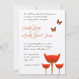 Invitación de Boda de Amapolas Mariposas Naranja C