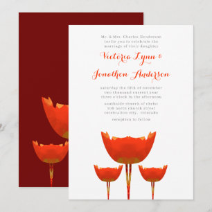 Invitación de boda de amapolas naranjas modernas