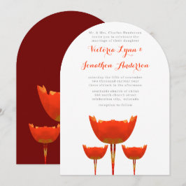 Invitación de boda de amapolas naranjas modernas