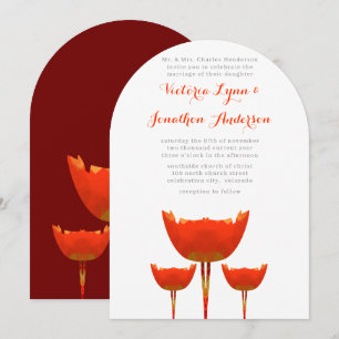 Invitación de boda de amapolas naranjas modernas