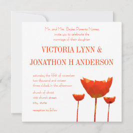 Invitación de boda de amapolas naranjas modernas