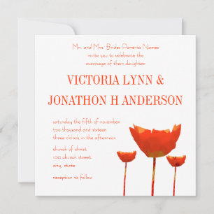 Invitación de boda de amapolas naranjas modernas
